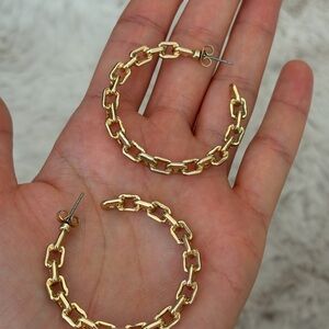 Gold Plated Chain Link Hoop Earrings